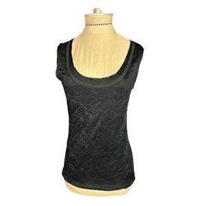 Emporio Armani Scoop Neck Short Sleeves Black Blouse Size 42